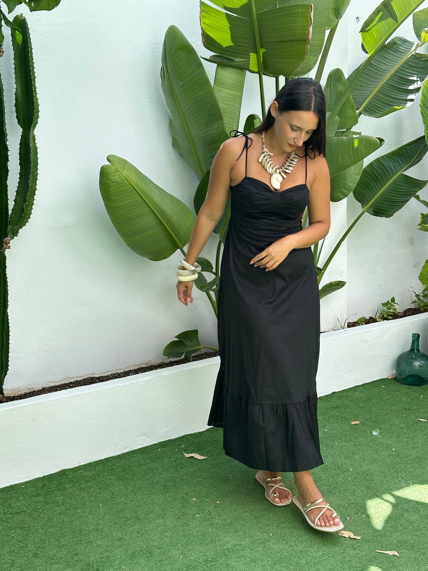 VESTIDO BUSTIER POPELÍN VOLANTE