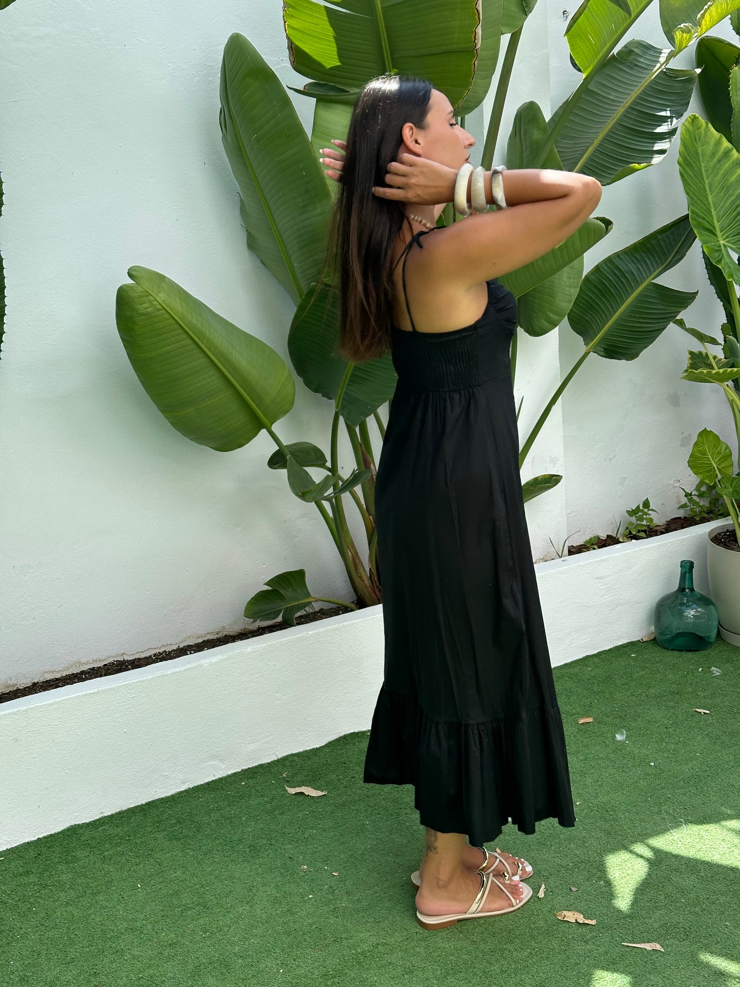 VESTIDO BUSTIER POPELÍN VOLANTE