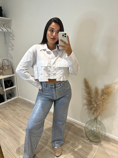 CAMISA CROP BOLSILLOS