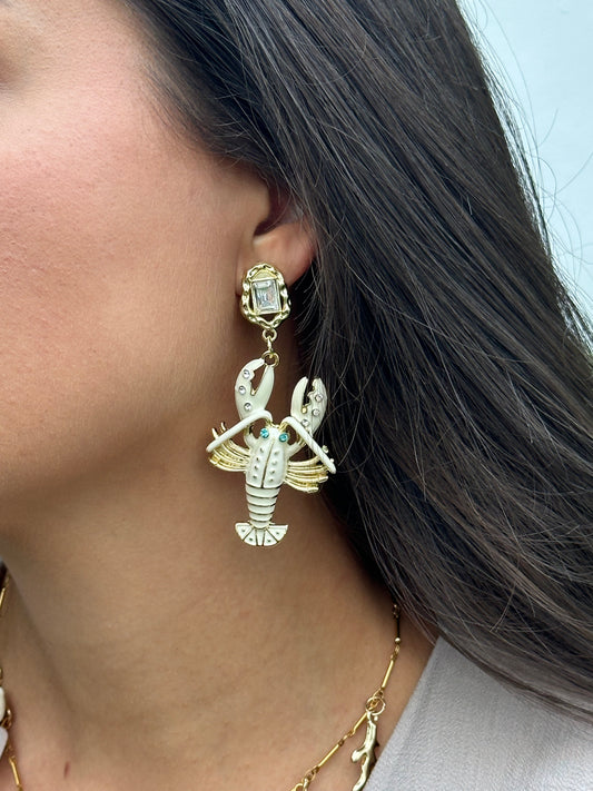 PENDIENTES LANGOSTA BLANCA