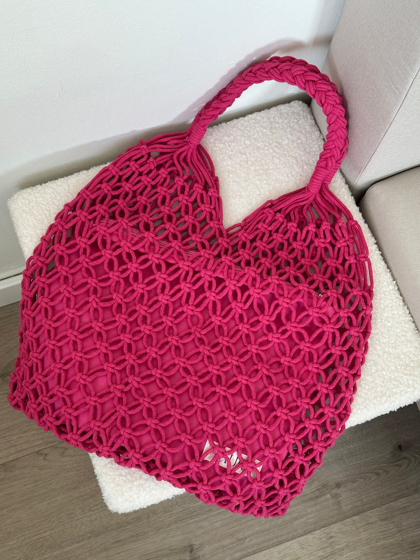 BOLSO MACRAMÉ FUCSIA