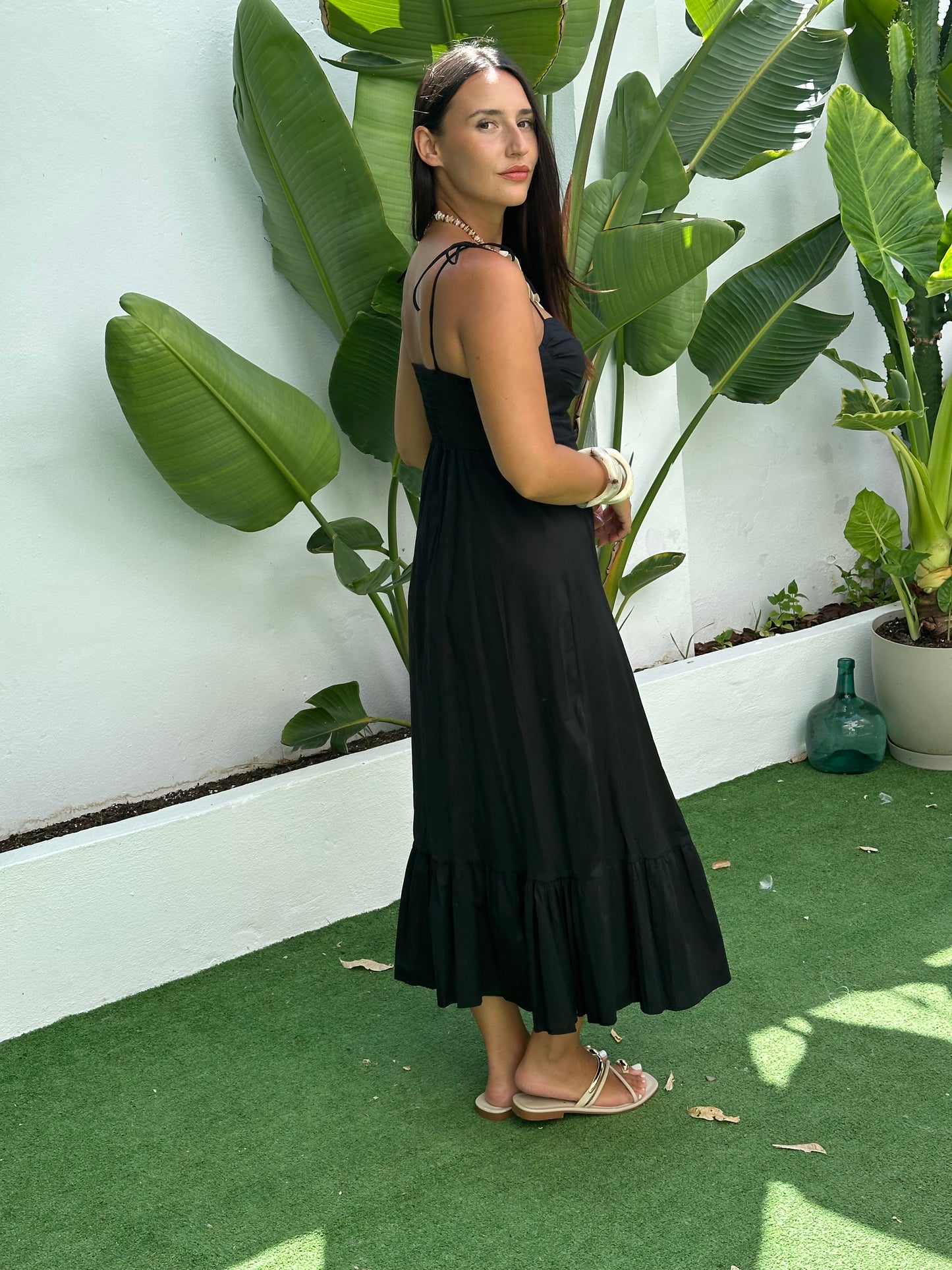 VESTIDO BUSTIER POPELÍN VOLANTE