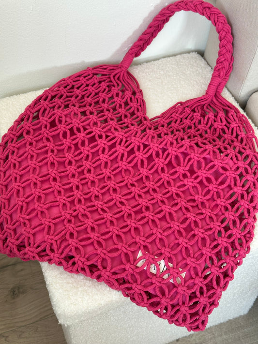 BOLSO MACRAMÉ FUCSIA