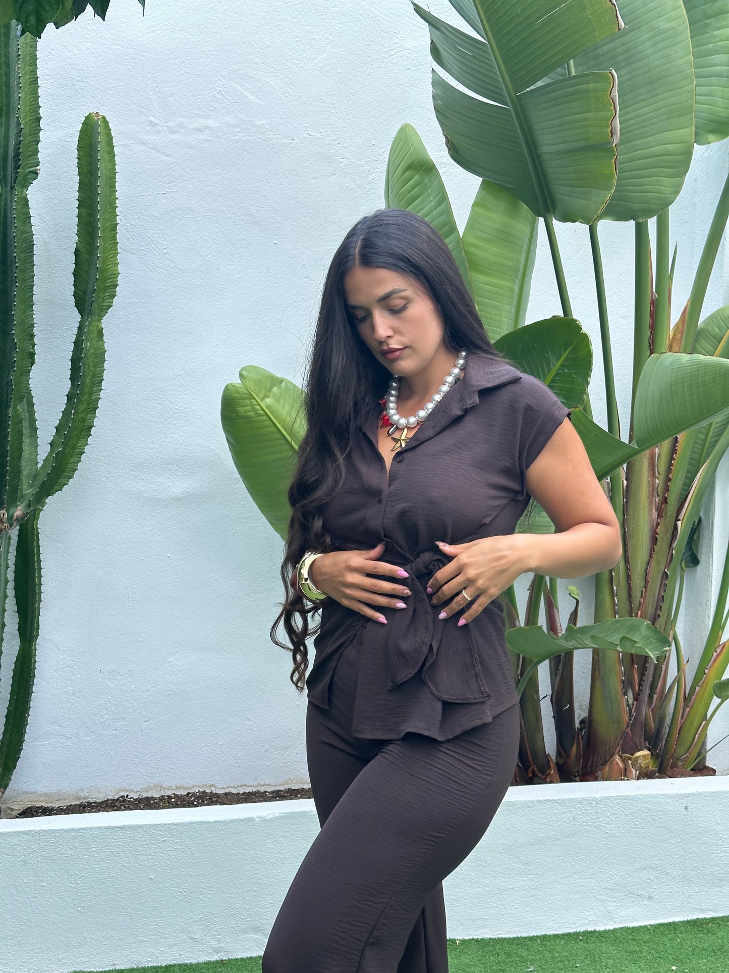 CONJUNTO BLUSA ANUDADA