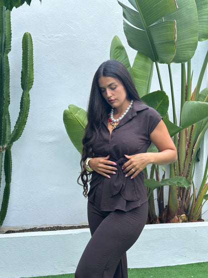 CONJUNTO BLUSA ANUDADA
