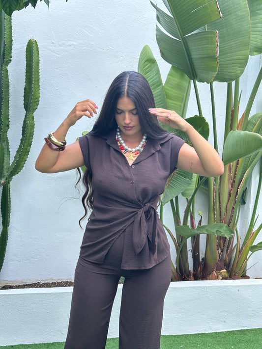CONJUNTO BLUSA ANUDADA