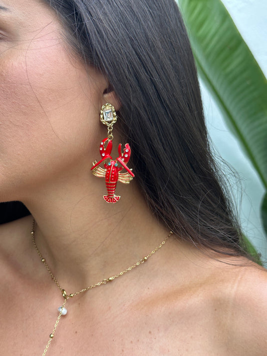 PENDIENTES LANGOSTA ROJA